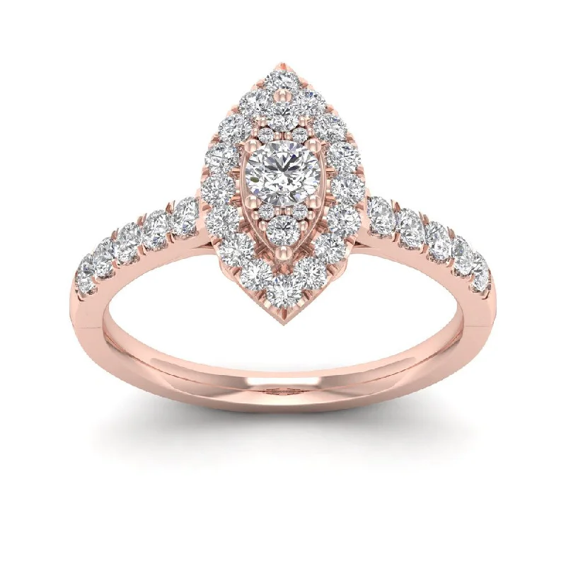 Women’s geometric ring-De Couer 5/8ct TDW Diamond Marquise Shape Halo Ring - Pink