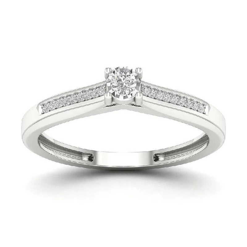 Women’s halo engagement ring-De Couer 1/10ct TDW Diamond Classic Ring - White