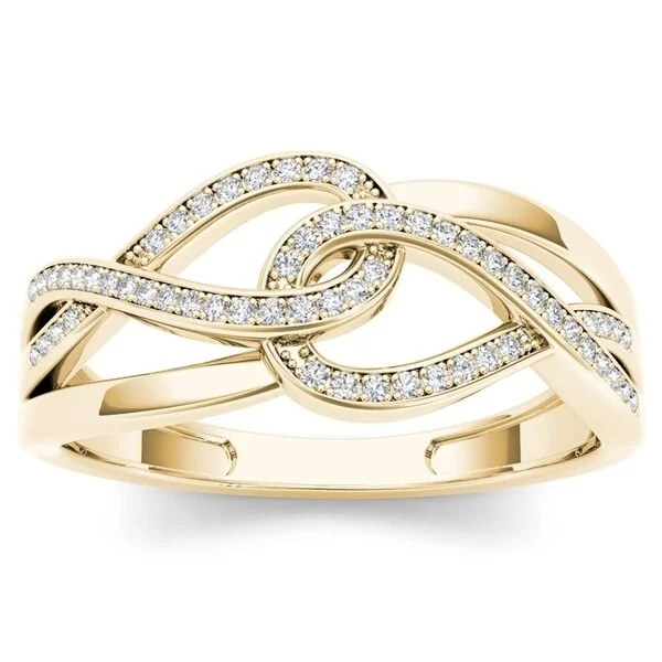 Women’s vintage-style ring-De Couer 10k Yellow Gold 1/6ct TDW Diamond Infinity Braided Ring - White