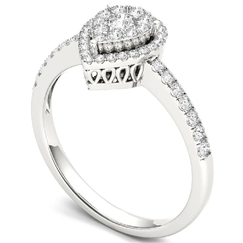 Women’s chunky ring-De Couer 14k White Gold 1/2ct TDW Diamond Halo Ring