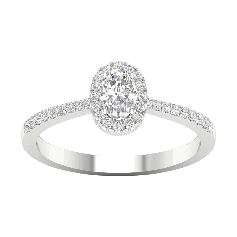 Women’s luxury ring-1/2ct TDW Diamond Halo Ring in 10k Gold by De Couer