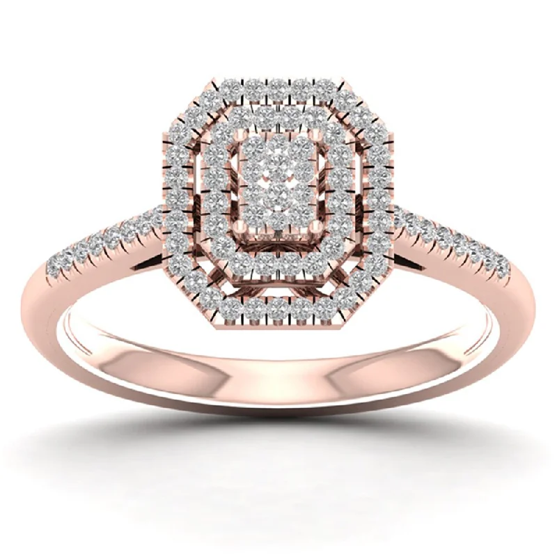 Women’s pearl ring-De Couer 1/4ct TDW Diamond Cluster Ring - Pink