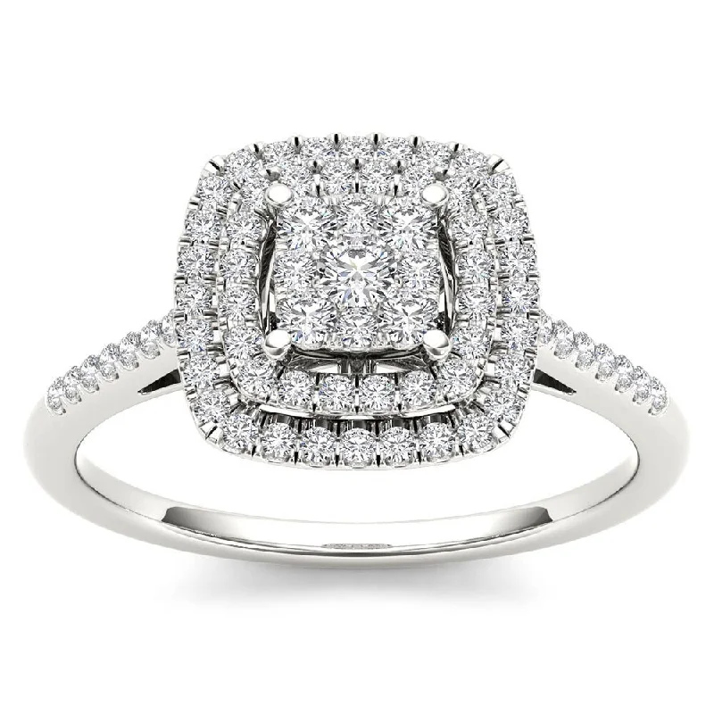 Women’s signet ring-De Couer 1/4ct TDW Diamond Cluster Ring - White