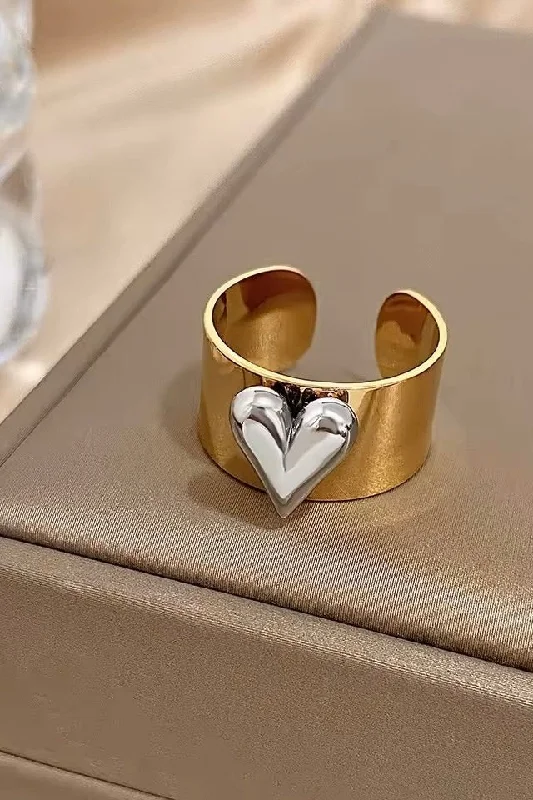 Women’s adjustable silver ring-Heart Eyes Cuff Ring