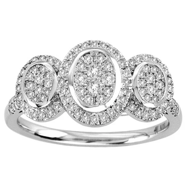 Women’s antique gold ring-10k White Gold 1/2ct TDW Imperial Diamond Three Stone Ring