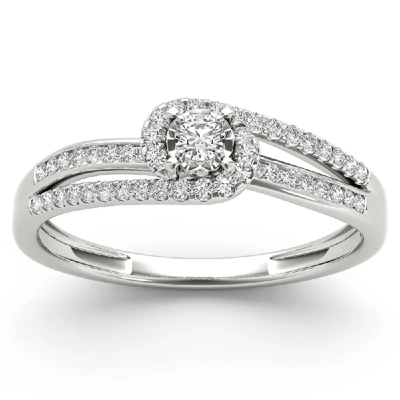 Women’s triple-stone ring-De Couer 10k White Gold 1/5ct TDW Diamond Bypass Promise Ring