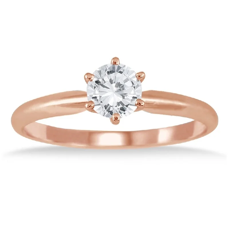 Women’s unique diamond ring-1/2 Carat Diamond Solitaire Ring in 14K Rose Gold