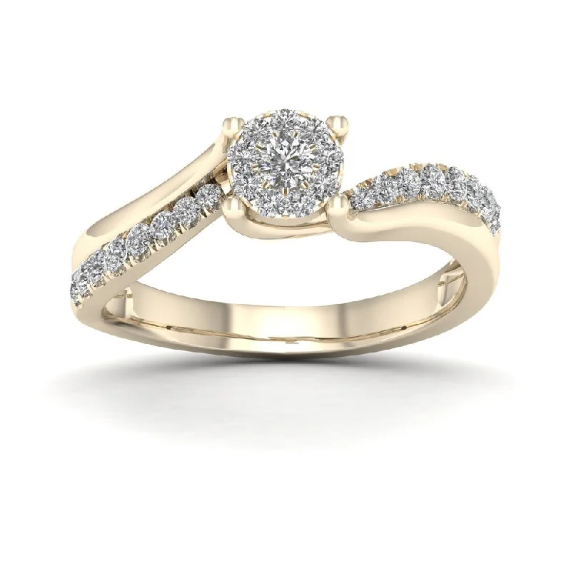 Women’s gold diamond ring-De Couer 1/3ct TDW Diamond Bypass Ring - Yellow