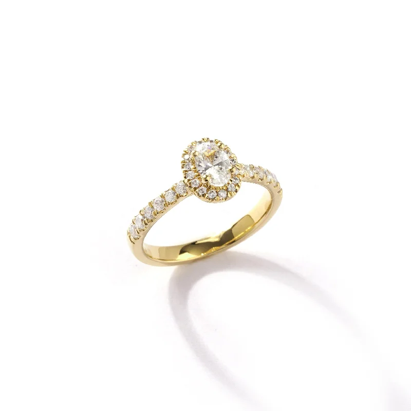 Women’s banded ring-3/4ct TDW Diamond Halo Ring in 10k Gold by De Couer