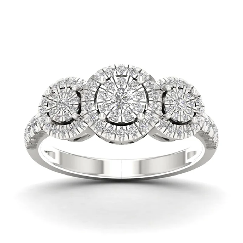 Women’s diamond band ring-De Couer 1/2ct TDW Diamond Cluster Ring - White