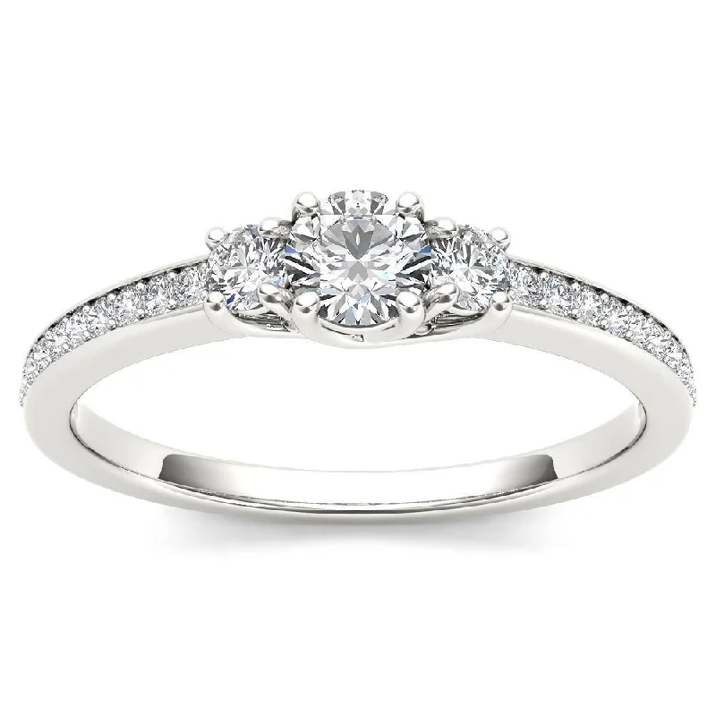 Women’s round diamond ring-De Couer 14k White Gold 1/2ct TDW Diamond Three-Stone Anniversary Ring - White H-I