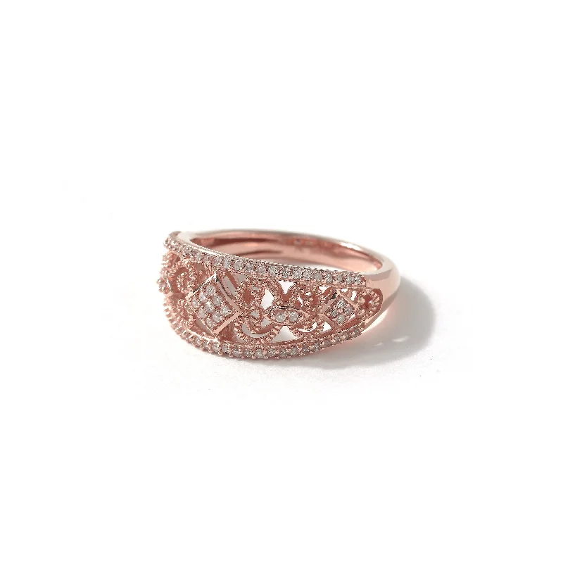 Women’s wide band ring-De Couer 10k Rose Gold 1/5ct TDW Diamond Fashion Ring - Pink