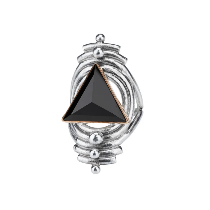 Women’s solitaire ring-Black Onyx Portal Ring