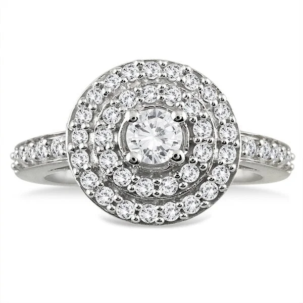 Women’s fashion cocktail ring-3/4 Carat TW Diamond Brilliance Ring in 10K White Gold