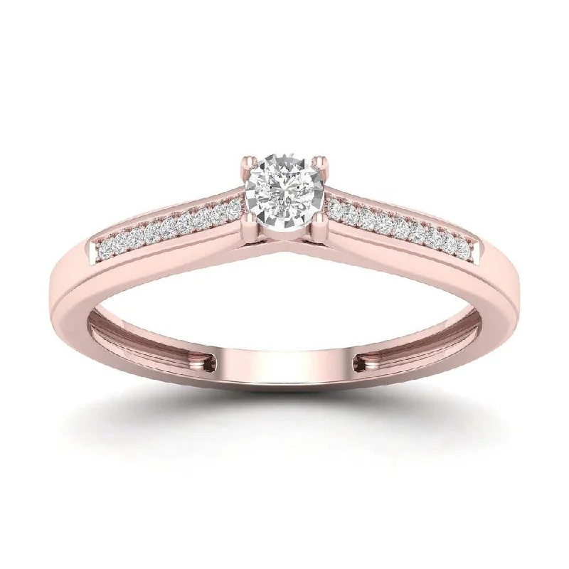 Women’s engagement ring-De Couer 1/10ct TDW Diamond Classic Ring (H-I, I2) - Pink