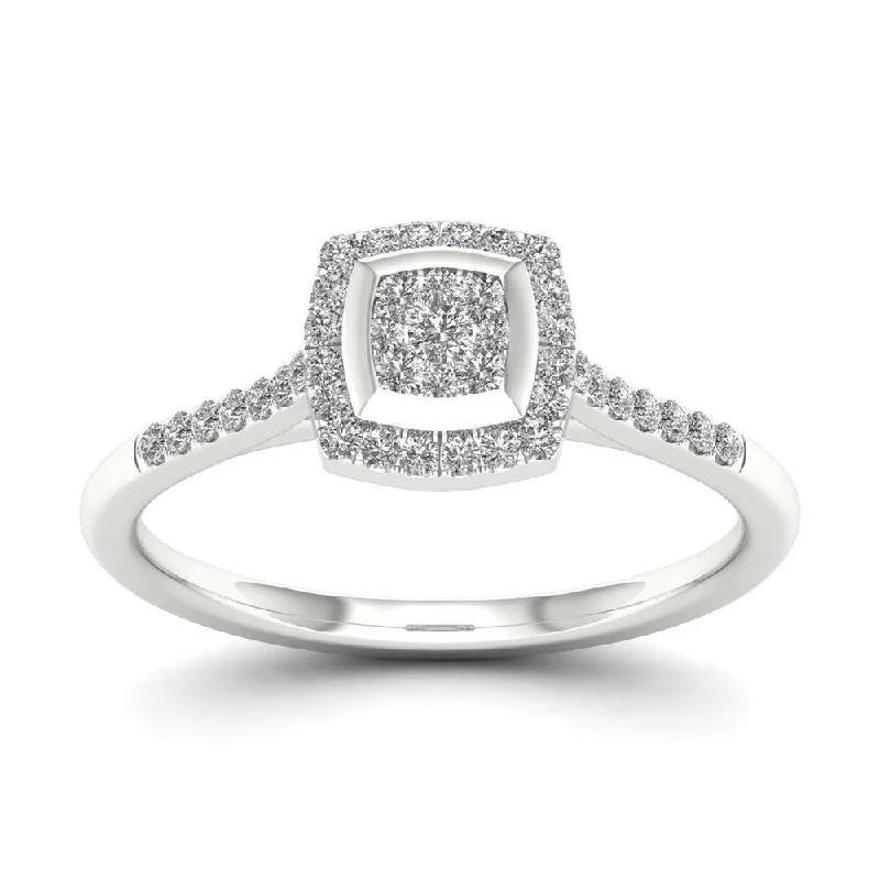 Women’s two-tone ring-De Couer 10k White Gold 1/4ct TDW Diamond Cluster Halo Ring