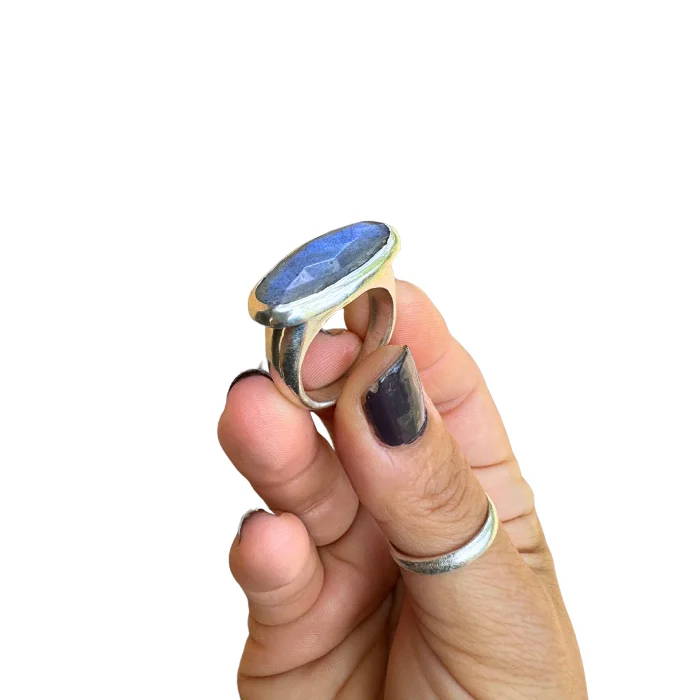 Women’s blue topaz ring-Labradorite Ring- size 8