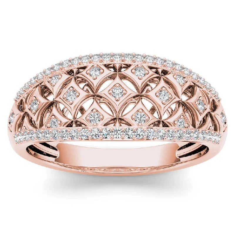 Women’s antique ring-De Couer 10k Rose Gold 1/5ct TDW Diamond Fashion Ring - Pink