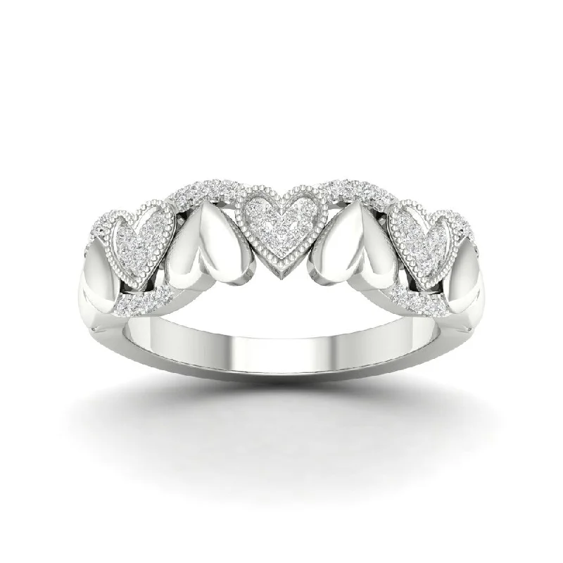 Women’s cocktail ring-De Couer 10k Gold 1/6ct TDW Diamond Heart Ring