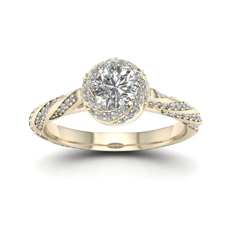 Women’s simple diamond ring-De Couer 14k Yellow Gold 1ct TDW Diamond Vintage Twist Ring