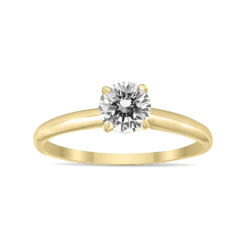 Women’s engagement ring-Marquee Certified (J-K Color, SI1-SI2 Clarity) 1/4 Carat Round Diamond Solitaire Ring in 14K Yellow Gold