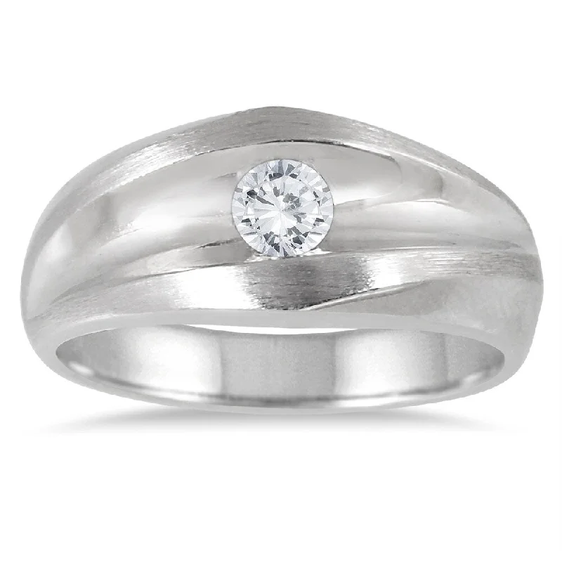 Women’s vintage ring-Men's 10k White Gold 1/2 Carat Diamond Solitaire Ring