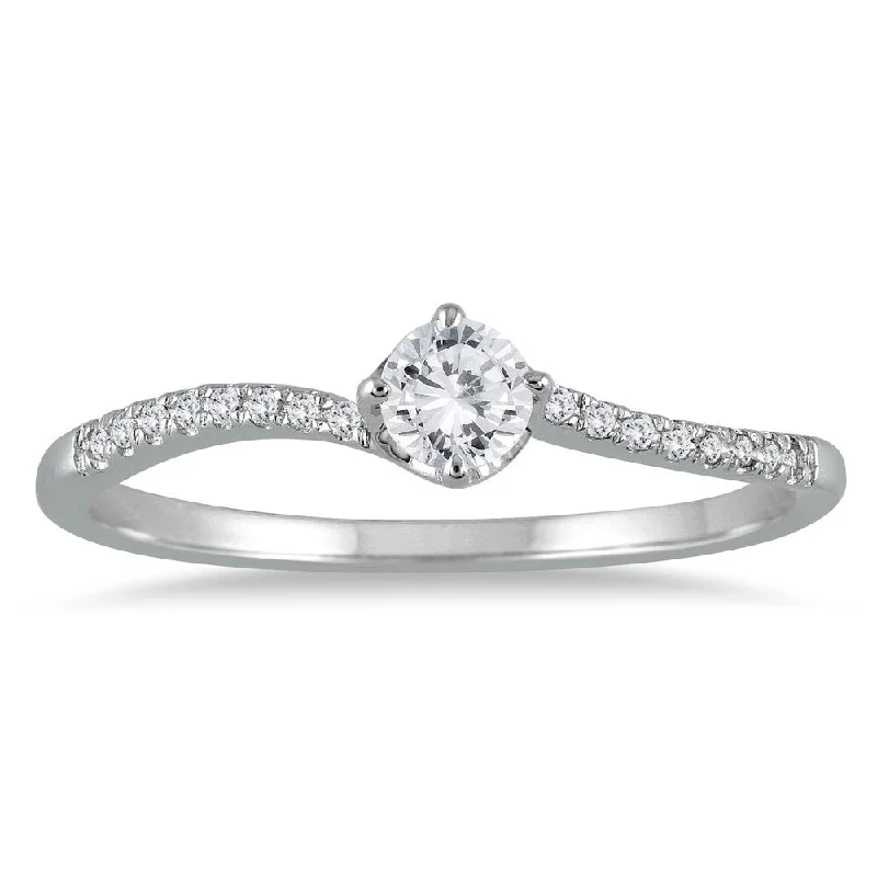 Women’s wide band ring-1/5 Carat TW Diamond Ring in 10K White Gold