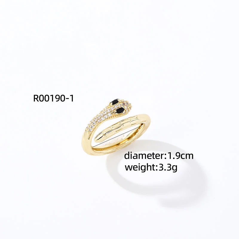 Women’s elegant engagement ring-Casual Retro Bear Snake Leopard Copper Inlay Zircon Open Rings