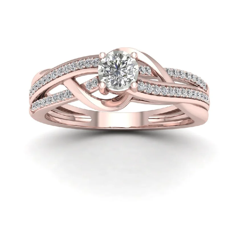 Women’s halo diamond ring-De Couer 1/4ct TDW Diamond Split Shank Ring - Pink