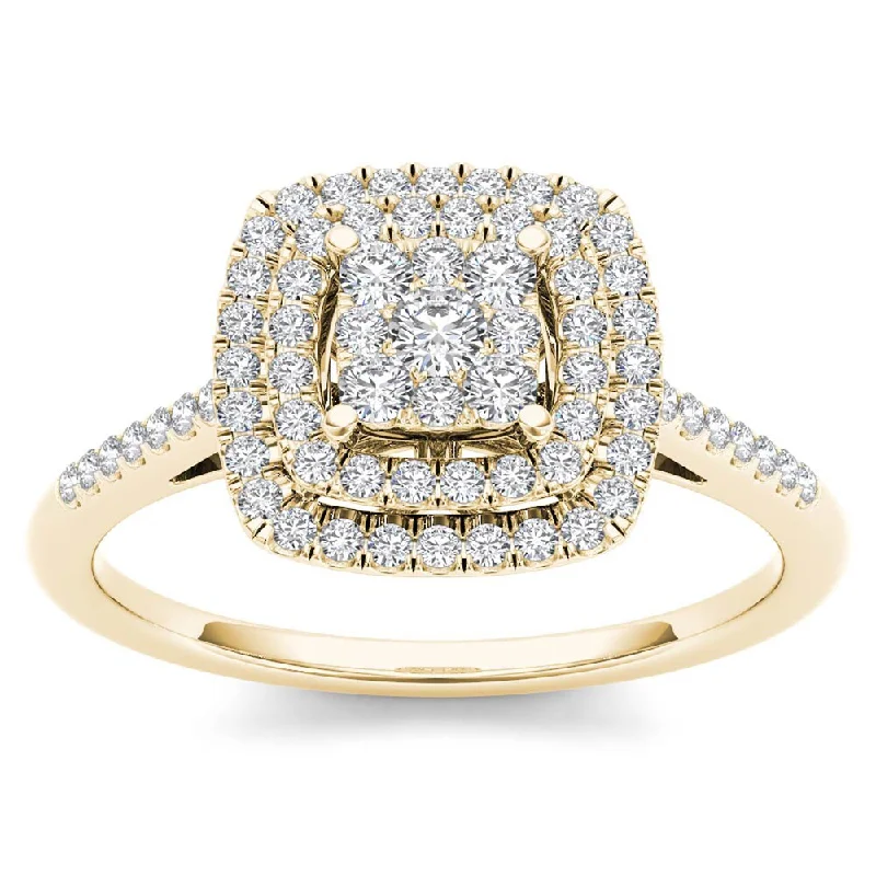 Women’s multi-stone ring-De Couer 1/4ct TDW Diamond Cluster Ring - Yellow