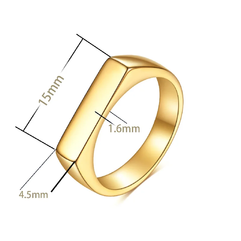 Women’s chunky ring-Simple Style Rectangle Titanium Steel Plating Rings