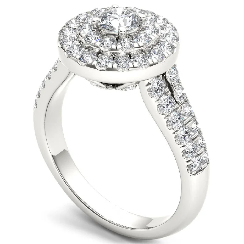 Women’s multi-band ring-De Couer 14k White Gold 1 1/4ct TDW Diamond Halo Ring