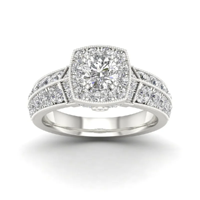 Women’s elegant engagement ring-De Couer 2ct TDW Diamond Halo Ring (H-I, I2) - White