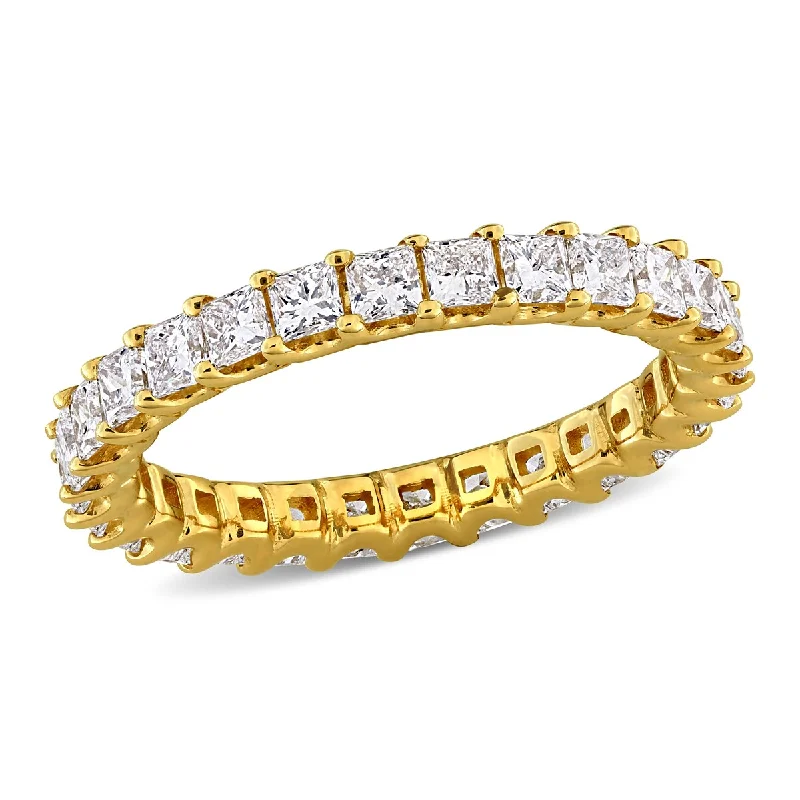 Women’s antique gold ring-Created Forever by Miadora 2ct TW Princess-Cut Lab-Grown Diamond Eternity Ring in 14k Yellow Gold