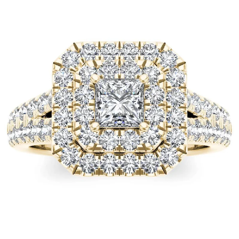 Women’s statement ring-De Couer 14k Yellow Gold 1 1/2ct TDW Diamond Halo Ring