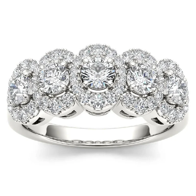 Women’s gold ring-De Couer IGI Certified 14k White Gold 1 1/10 ct TDW Diamond Halo Ring