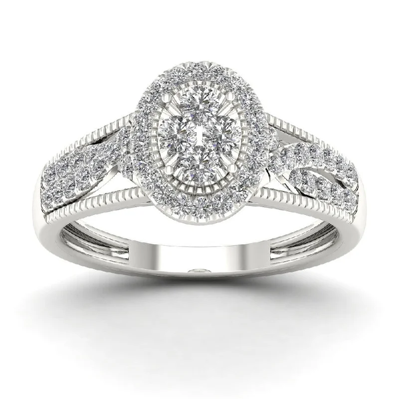 Women’s diamond ring-De Couer 10k White Gold 3/8ct TDW Diamond Halo Ring