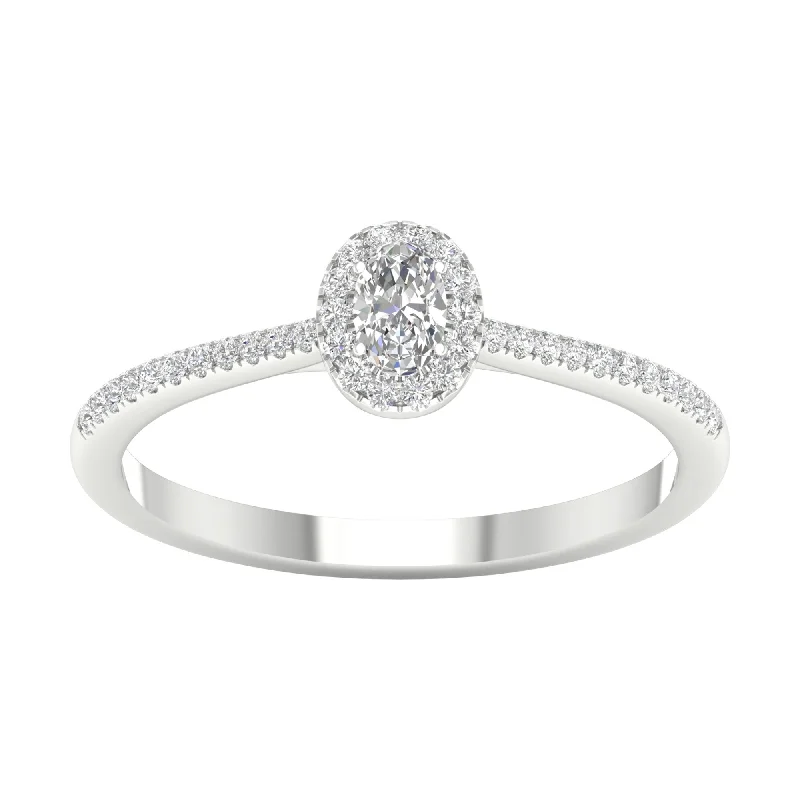 Women’s banded ring-1/4ct TDW Diamond Halo Ring in 10k Gold by De Couer