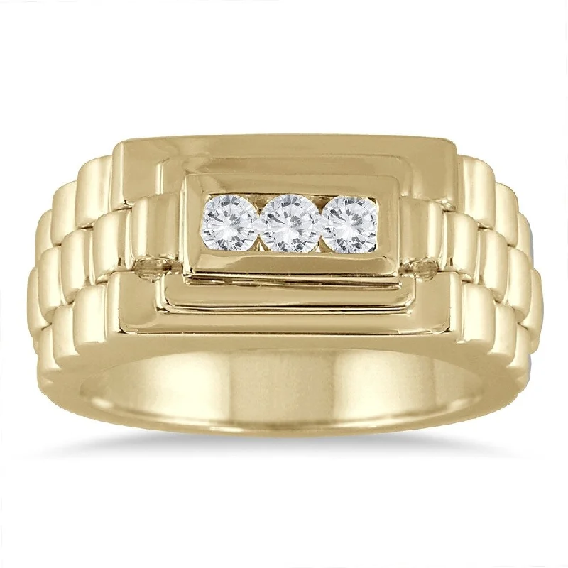 Women’s sapphire ring-1/4 Carat TW Men's Diamond Ring in 10K Yellow Gold