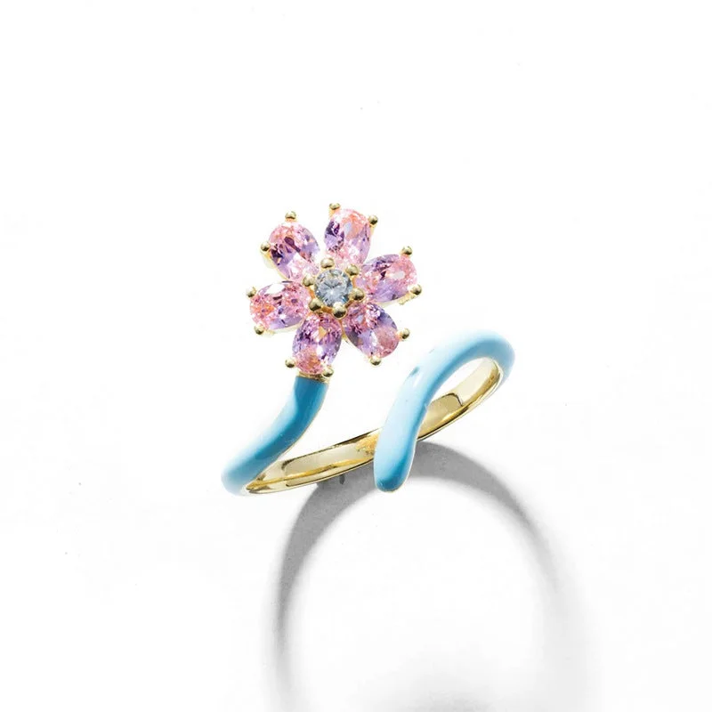 Gold-Sky Blue Pink Diamond