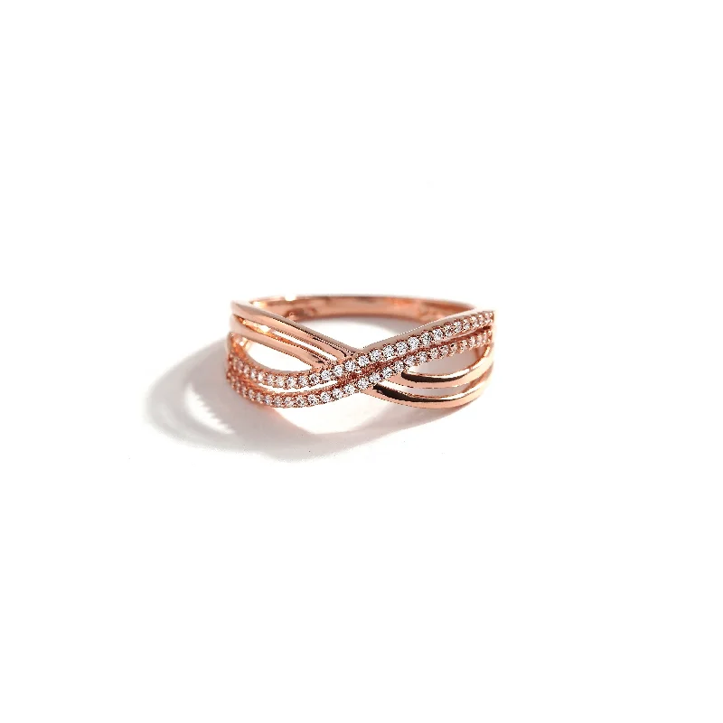 Women’s minimal gold ring-De Couer 10k Rose Gold 1/6ct TDW Diamond Fashion Ring - Pink