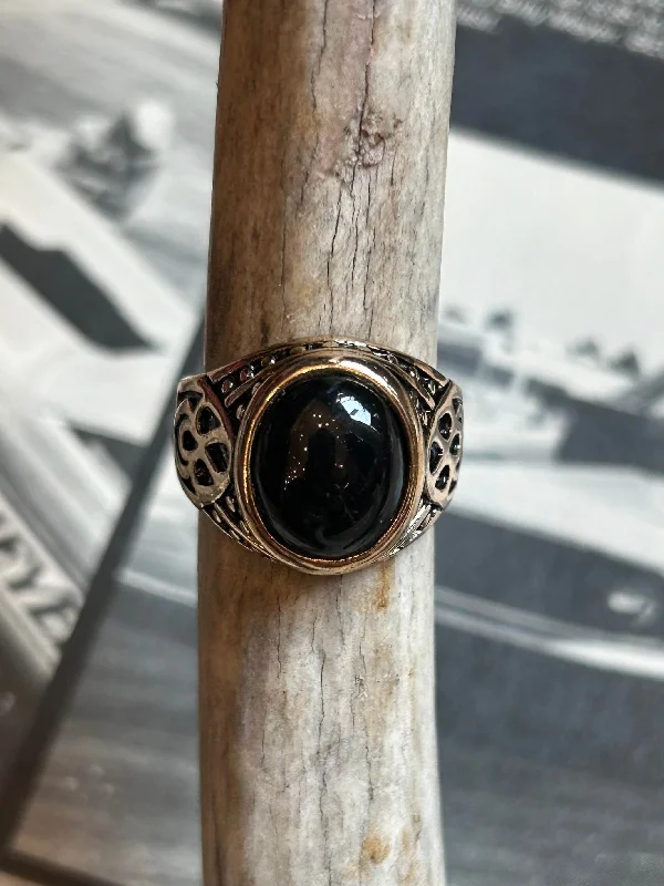 Women’s elegant ring-Black Stone Viking Biker Ring