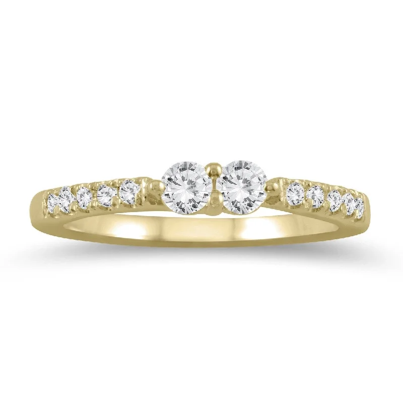 Women’s birthstone ring-Marquee 3/8 Carat TW Two Stone Diamond Ring in 10K Yellow Gold