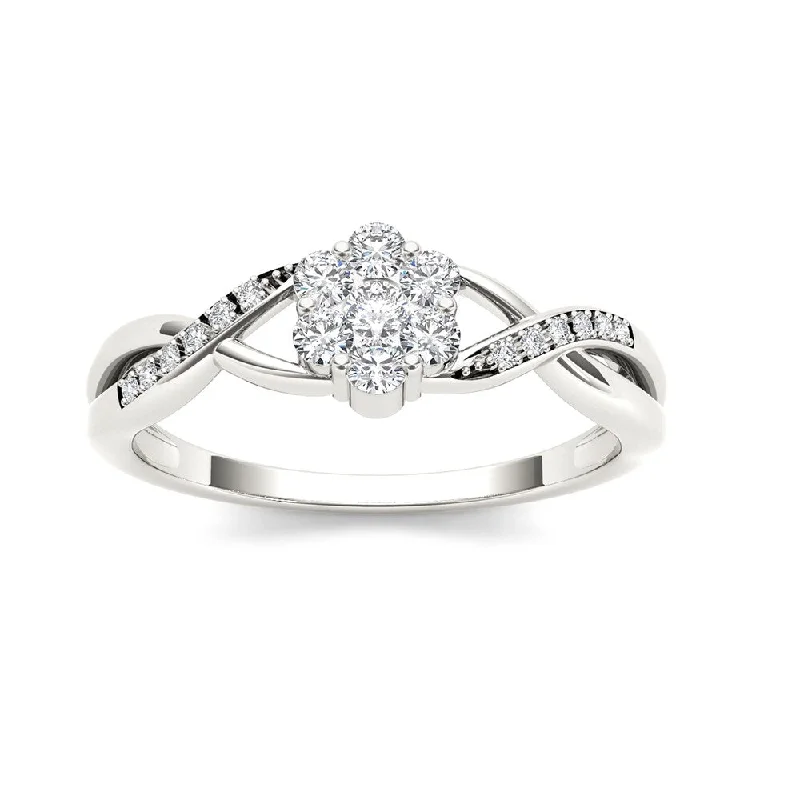 Women’s platinum ring-1/4ct TDW Diamond Promise Ring in Sterling Silver - White