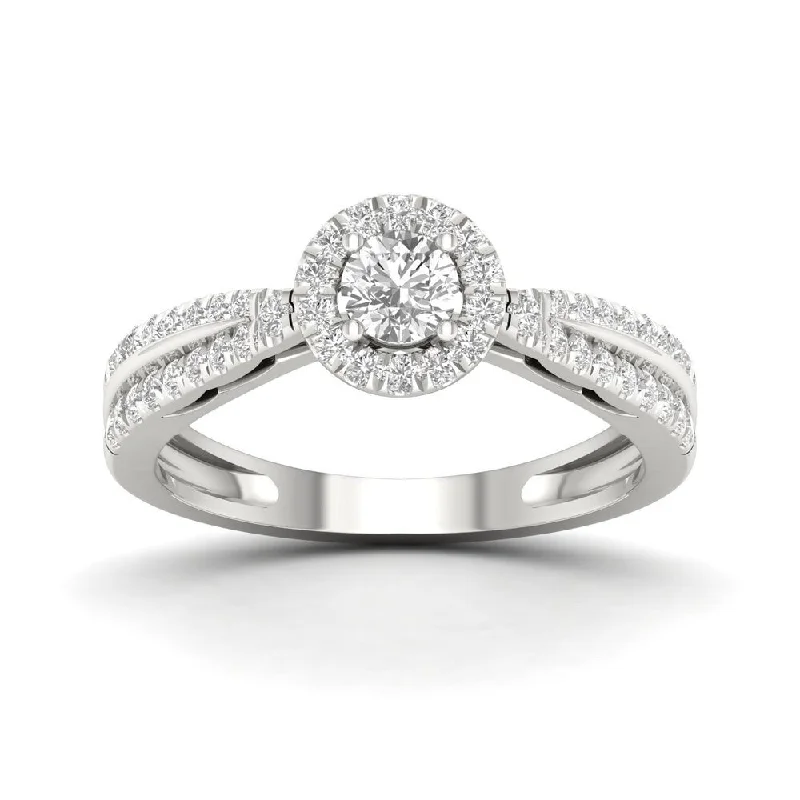 Women’s anniversary ring-De Couer 10k White Gold 1/2ct TDW Diamond Halo Ring